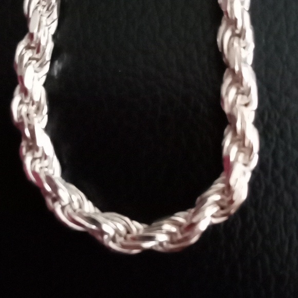 SOLID STERLING SILVER ROPE NECKLACE - Picture 3 of 6
